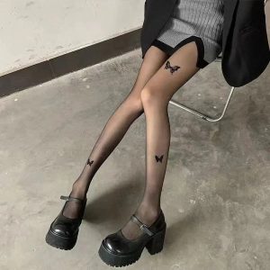 New Style Trends - Coquette Butterfly Silk Tights - Outfit Ideas
