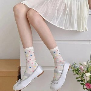 New Style Trends - Coquette Colorful Dots Crew Socks - Outfit Ideas