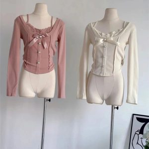 New Style Trends - Coquette Elegant Bow Button-Up Blouse - Outfit Ideas