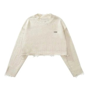 New Style Trends - Coquette Frayed Cotton Cloud Sweater - Outfit Ideas
