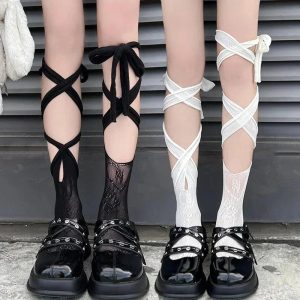 New Style Trends - Coquette Lace Fishnet Split-toe Socks - Outfit Ideas