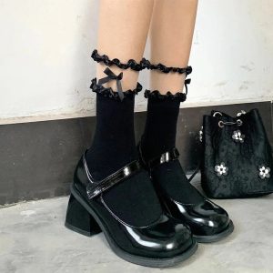 New Style Trends - Coquette Low Tube Lace Dots Socks - Outfit Ideas