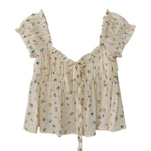 New Style Trends - Coquette Print Chiffon Blouse - Outfit Ideas