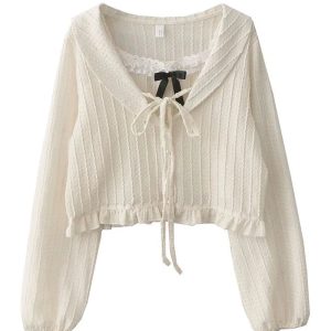 New Style Trends - Coquette Ribbon Charm Cropped Blouse - Outfit Ideas