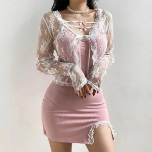 New Style Trends - Coquette See-Through Lace Floral Cardigan - Outfit Ideas