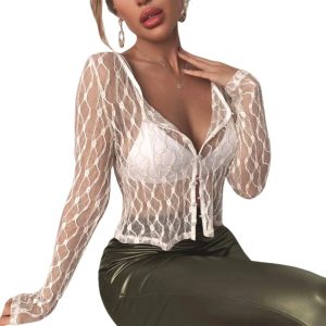 New Style Trends - Coquette See-Through Lace Floral Cardigan - Outfit Ideas