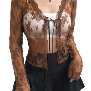 New Style Trends - Coquette See-Through Lace Floral Cardigan - Outfit Ideas