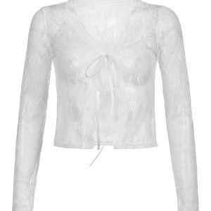 New Style Trends - Coquette See-Through Lace Floral Cardigan - Outfit Ideas
