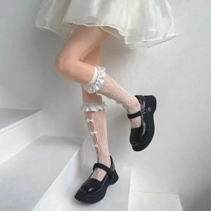 New Style Trends - Coquette Sheer Mesh Bowknot Socks - Outfit Ideas
