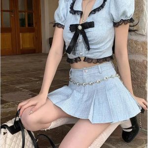 New Style Trends - Coquette Sweet Two Piece Mini Skirt - Outfit Ideas