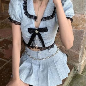 New Style Trends - Coquette Sweet Two Piece Mini Skirt - Outfit Ideas