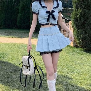 New Style Trends - Coquette Sweet Two Piece Mini Skirt - Outfit Ideas