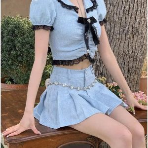 New Style Trends - Coquette Sweet Two Piece Mini Skirt - Outfit Ideas