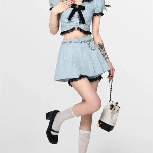 New Style Trends - Coquette Sweet Two Piece Mini Skirt - Outfit Ideas