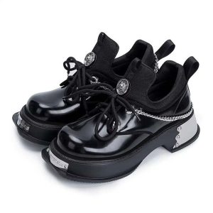 New Style Trends - Cyber Y2k Skull Metal Platform Shoes - Outfit Ideas