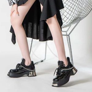 New Style Trends - Cyber Y2k Skull Metal Platform Shoes - Outfit Ideas