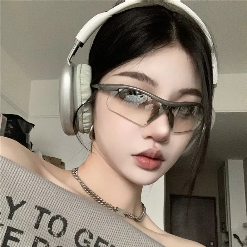 New Style Trends - Cyber Y2k Sleek Shield Sunglasses - Outfit Ideas