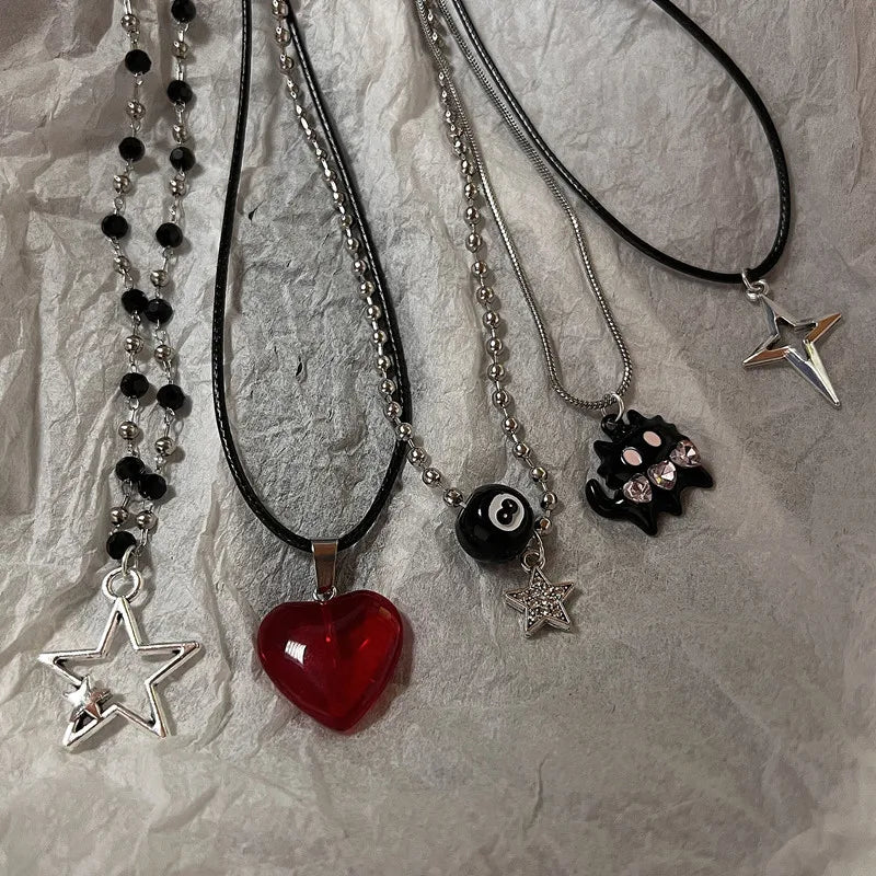 New Style Trends - Dark Charm Layered Edgy Necklace Set - Outfit Ideas