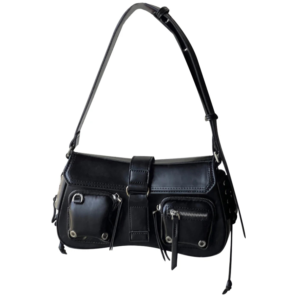 New Style Trends - Dark Mode Pocket Edgy Shoulder Bag - Outfit Ideas