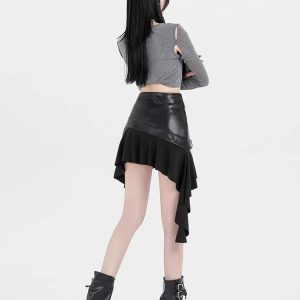 New Style Trends - Dark Siren Y2k Zipper Skirt - Outfit Ideas