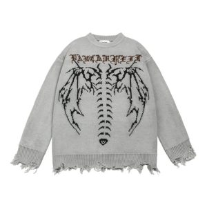 New Style Trends - Dark Spine Alt Goth Knit Sweater - Outfit Ideas