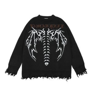 New Style Trends - Dark Spine Alt Goth Knit Sweater - Outfit Ideas