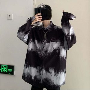 New Style Trends - Dark Tie-dye Alt Edgy Blouse - Outfit Ideas