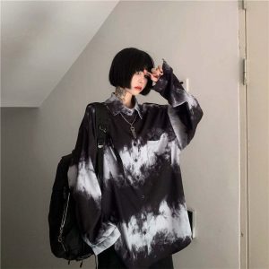 New Style Trends - Dark Tie-dye Alt Edgy Blouse - Outfit Ideas