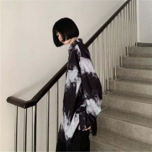 New Style Trends - Dark Tie-dye Alt Edgy Blouse - Outfit Ideas
