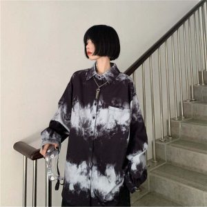 New Style Trends - Dark Tie-dye Alt Edgy Blouse - Outfit Ideas