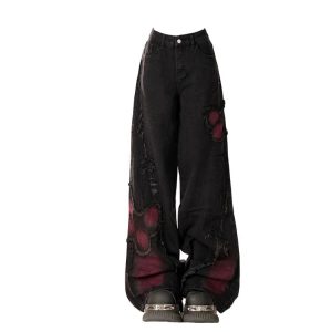 New Style Trends - Distressed Red Butterfly Alt Denim Pants - Outfit Ideas
