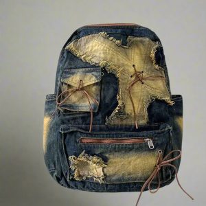 New Style Trends - Distressed Y2k Denim Backpack - Outfit Ideas