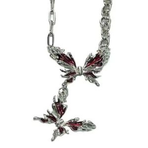 New Style Trends - Edgy Crimson Butterfly Chain Necklace - Outfit Ideas