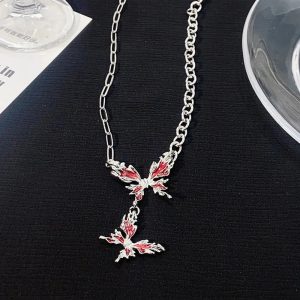 New Style Trends - Edgy Crimson Butterfly Chain Necklace - Outfit Ideas