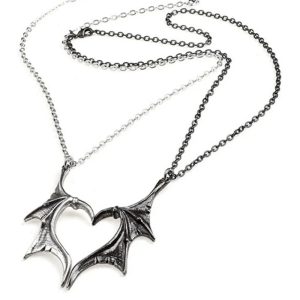 New Style Trends - Edgy Duality Bat Wing Heart Necklace - Outfit Ideas