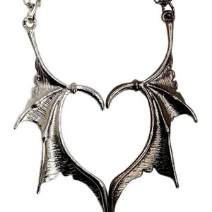 New Style Trends - Edgy Duality Bat Wing Heart Necklace - Outfit Ideas