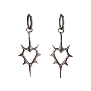 New Style Trends - Edgy Enchanted Heart Silver Drop Earrings - Outfit Ideas