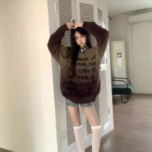 New Style Trends - Edgy Faded Verse Fuzzy Sweater - Outfit Ideas