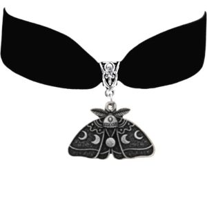 New Style Trends - Edgy Gothic Luna Moth Black Bead Necklace - Outfit Ideas