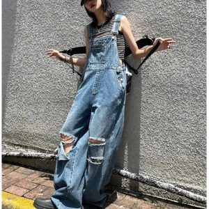 New Style Trends - Edgy Hole Denim Jumpsuits - Outfit Ideas