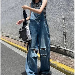 New Style Trends - Edgy Hole Denim Jumpsuits - Outfit Ideas