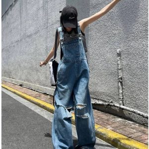 New Style Trends - Edgy Hole Denim Jumpsuits - Outfit Ideas