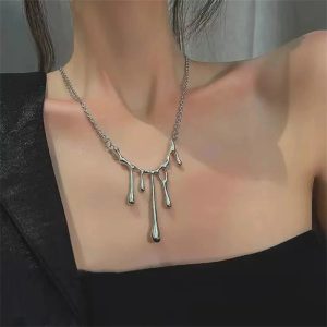 New Style Trends - Edgy Irregular Lava Drop Necklace - Outfit Ideas