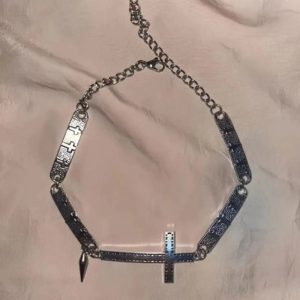 New Style Trends - Edgy Silver Cross Spike Choker - Outfit Ideas