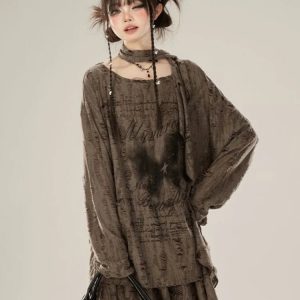 New Style Trends - Faded Poetic Drape Edgy Outfit Set - Outfit Ideas