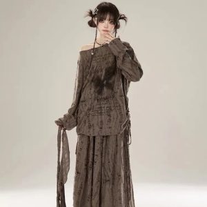 New Style Trends - Faded Poetic Drape Edgy Outfit Set - Outfit Ideas
