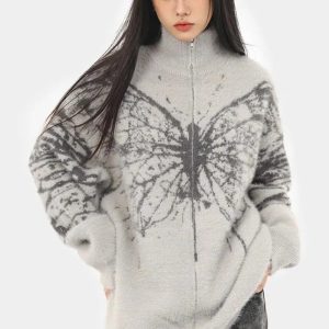 New Style Trends - Fall Oversized Butterfly Edgy Cardigan - Outfit Ideas