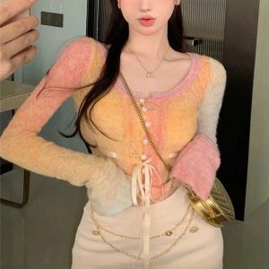 New Style Trends - Fall Rainbow Gradient Lace Cardigan - Outfit Ideas