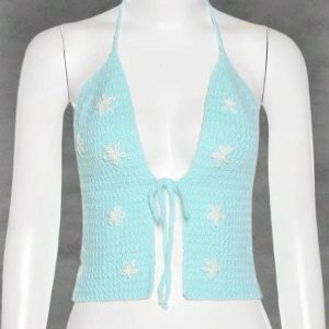 New Style Trends - Floral Halter Crop Top - Outfit Ideas