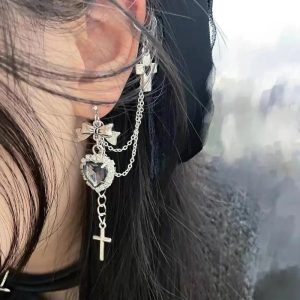 New Style Trends - Goth Heart Chain Drop Earrings - Outfit Ideas